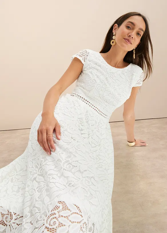 Jersey jurk met gehaakt inzetstuk in de taille, bonprix