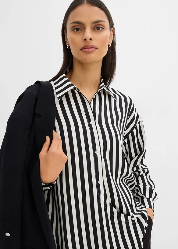 Overhemdblouse van soepel satijn, bonprix
