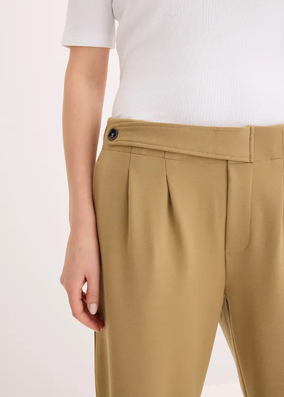 Jersey broek met bandplooien, bonprix