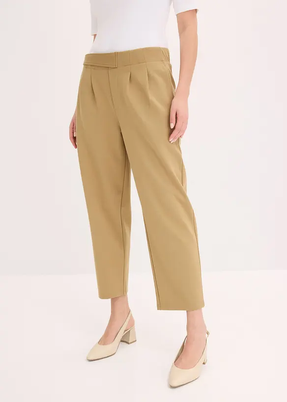 Jersey broek met bandplooien, bonprix