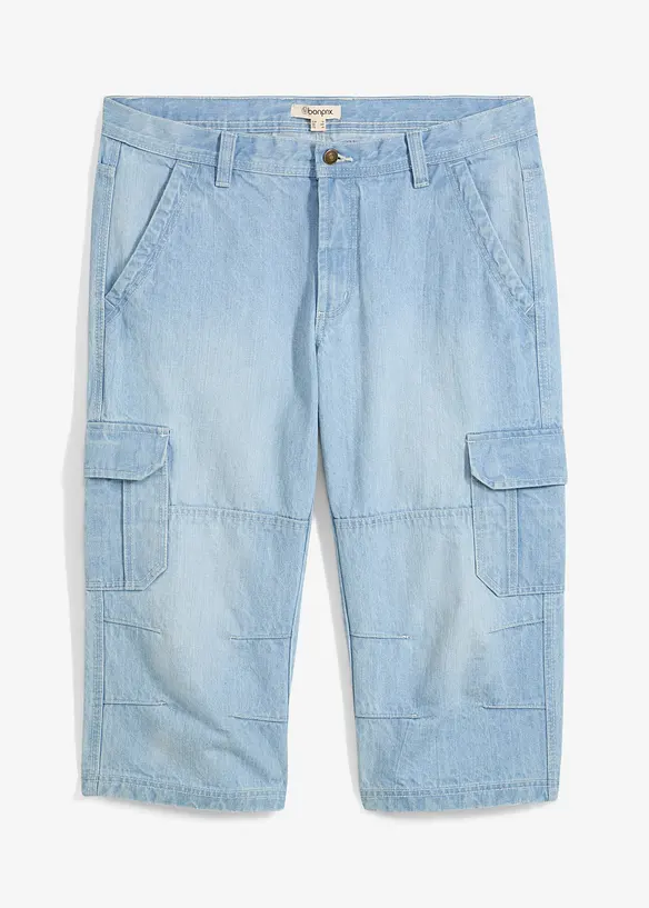 Regular fit 3/4 stretch cargo jeans, straight, bonprix