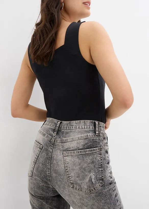 Mom jeans met destroyed effecten, high waist, bonprix