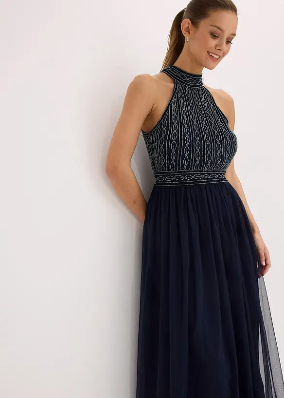 Maxi jurk met kralenborduursel, bonprix