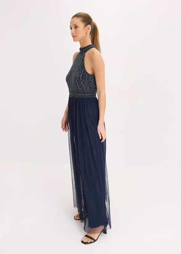 Maxi jurk met kralenborduursel, bonprix