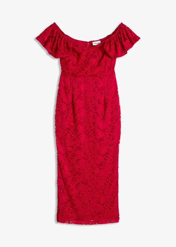 Jurk van kant met draperie bij de mouwen, bonprix