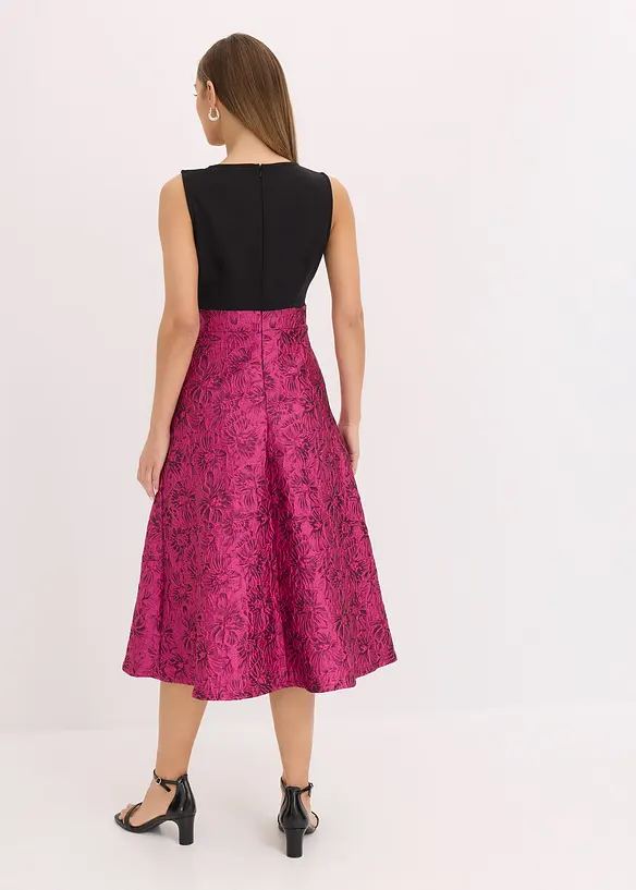Midi jurk met rok van glanzend jacquard, bonprix