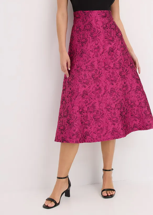 Midi jurk met rok van glanzend jacquard, bonprix