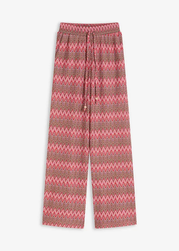 Zachte jersey broek in gehaakte look, bonprix