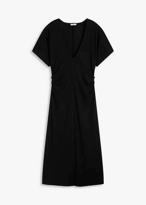 Geribde jersey jurk met zijsplitten, bonprix