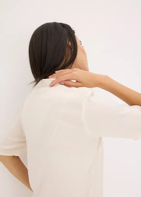 Blouse met reverskraag van satijn, bonprix