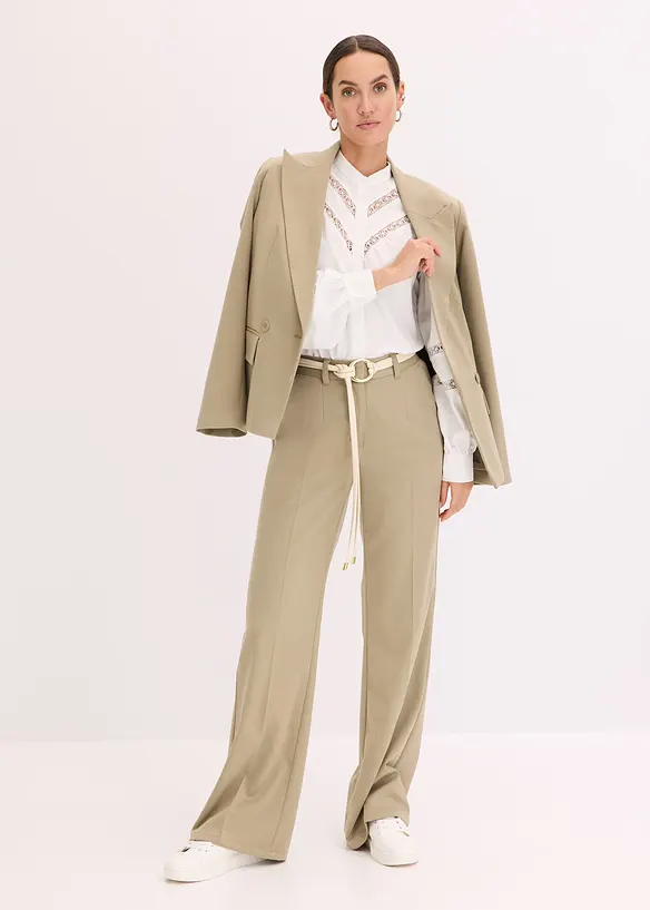 Blouse met linnen en gehaakte inzetstukken, bonprix