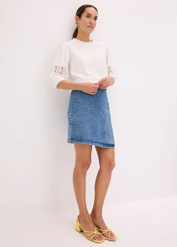Blouse met korte mouwen en linnen, bonprix