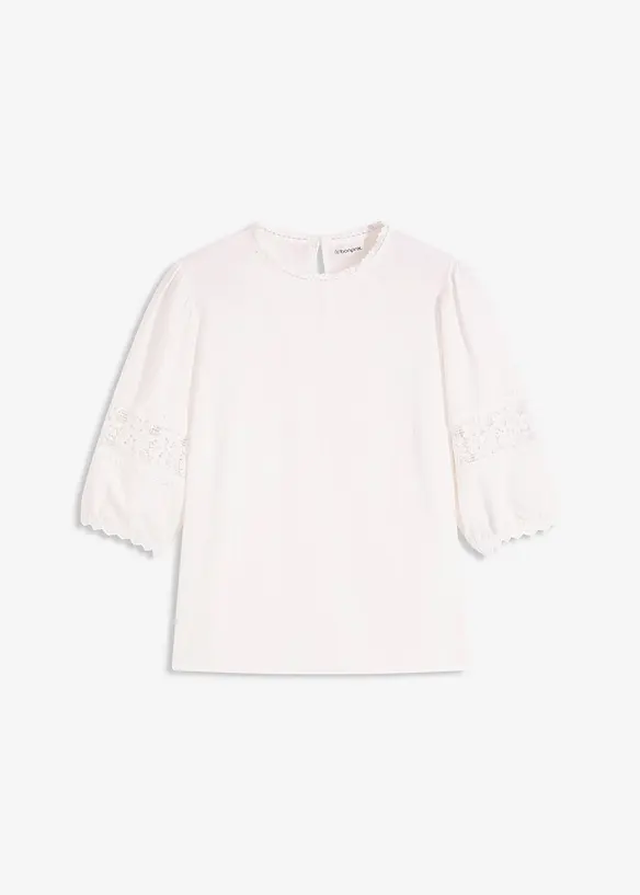 Blouse met korte mouwen en linnen, bonprix