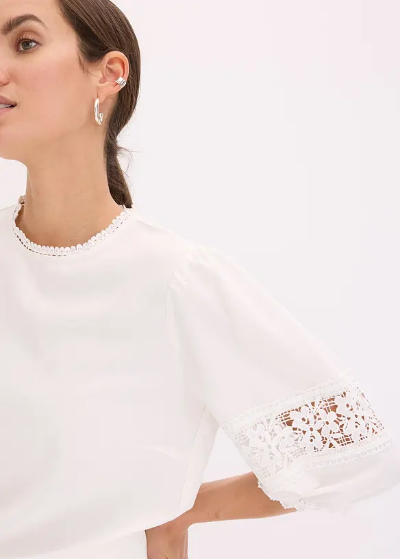 Blouse met korte mouwen en linnen, bonprix