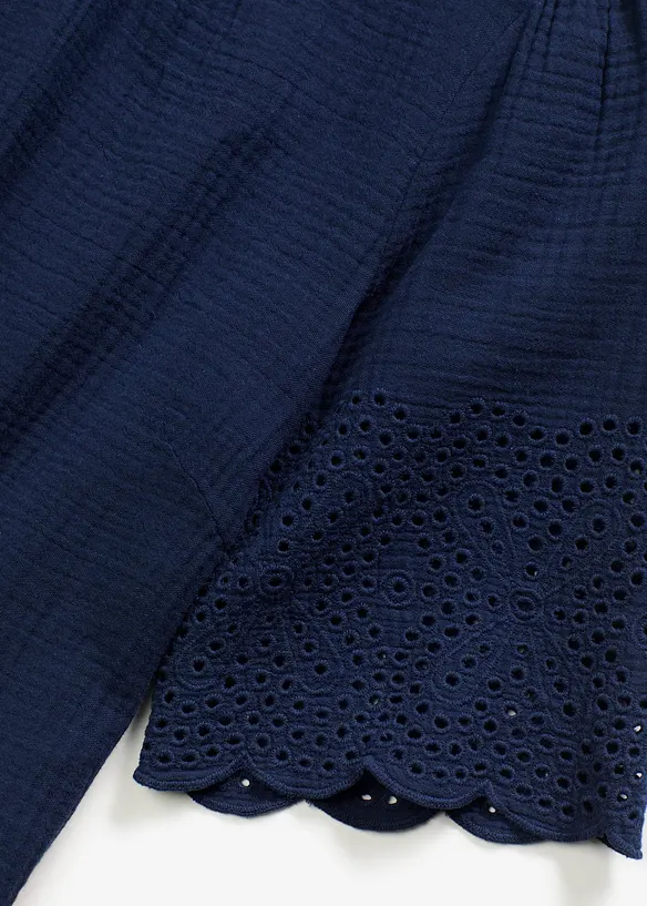 Mousseline jurk met broderie anglaise, bonprix