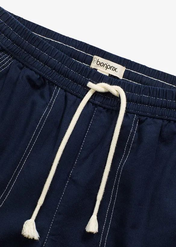 Lichte twill broek met een koord en naden in een contrastkleur, bonprix