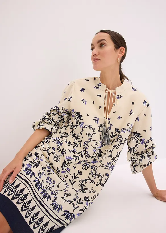 Korte boho jurk in linnenlook, bonprix