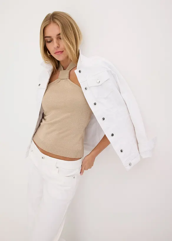 Gebreide haltertop van zachte viscose, bonprix