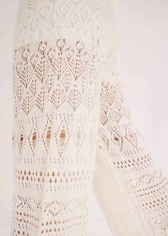 Slip-on broek met met gebreid ajour-patroon, bonprix