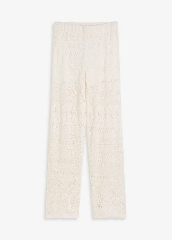 Slip-on broek met met gebreid ajour-patroon, bonprix