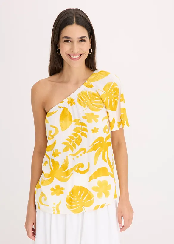 One-shoulder blouse van gestructureerde viscose, bonprix