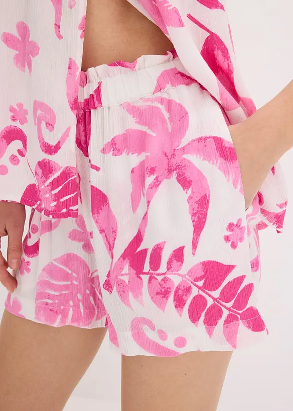 Korte short met print van gestructureerde viscose, bonprix