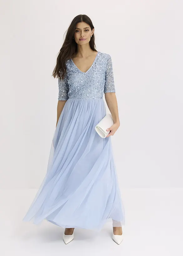 Maxi jurk met paillettenborduursel, bonprix