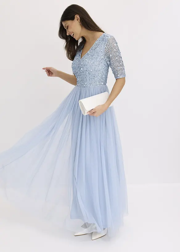 Maxi jurk met paillettenborduursel, bonprix