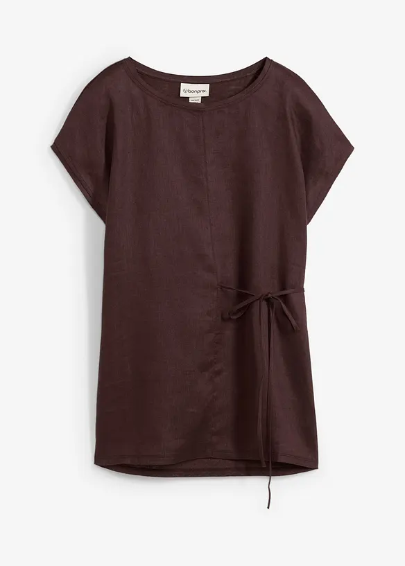 Shirt van linnen met geweven afwerking, bonprix