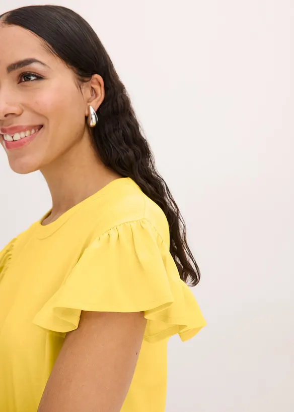 Shirt met volants op de mouwen, bonprix