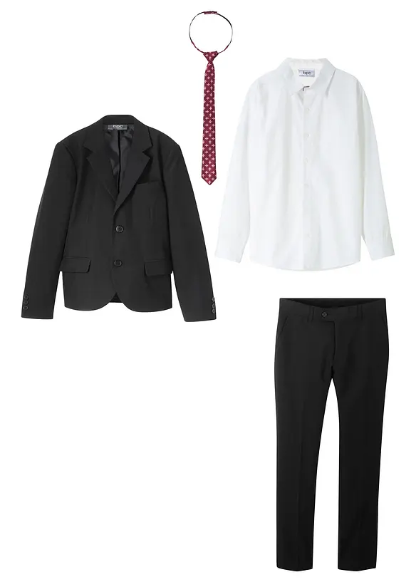 Colbert, broek, overhemd, stropdas (4-dlg. pak), bonprix