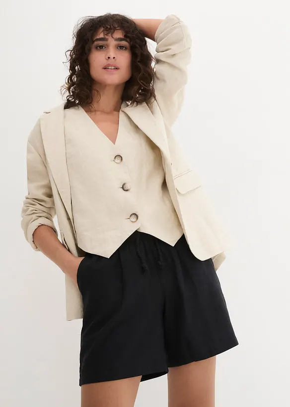 Paperbag short met linnen, bonprix