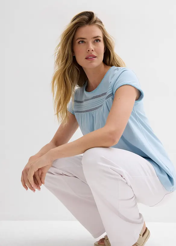 Katoenen shirt met kant, bonprix