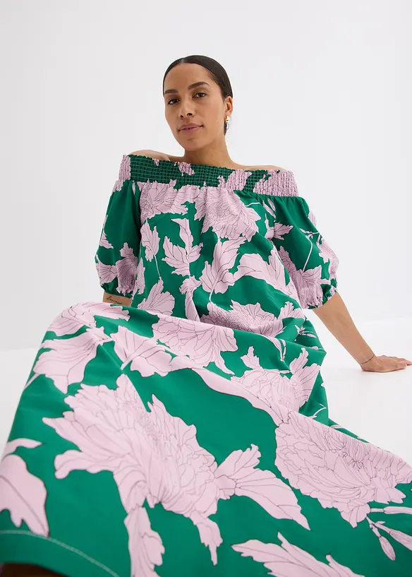 Carmen jurk van puur katoen met print, bonprix