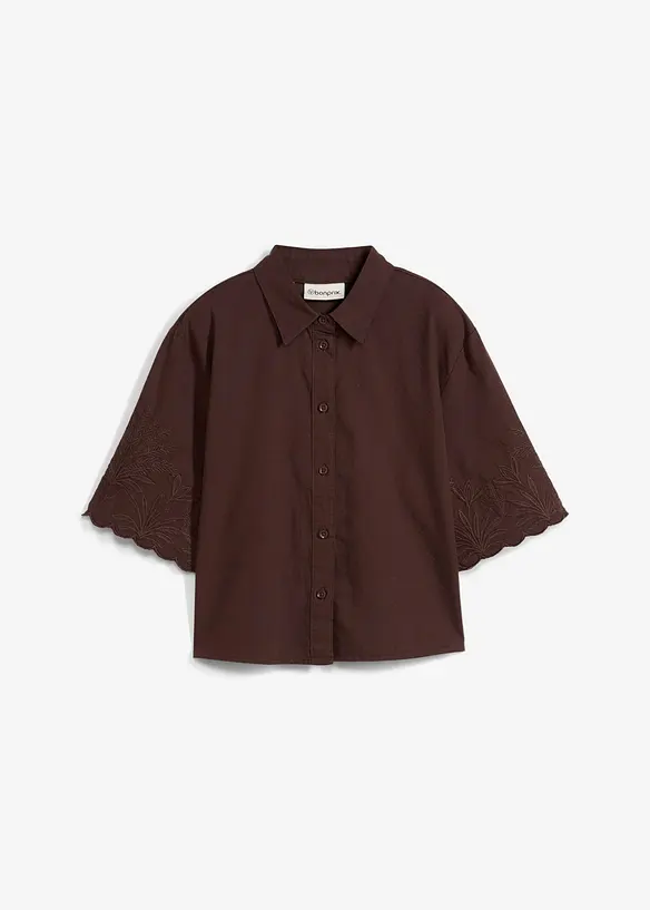 Cropped overhemdblouse met zijde, bonprix