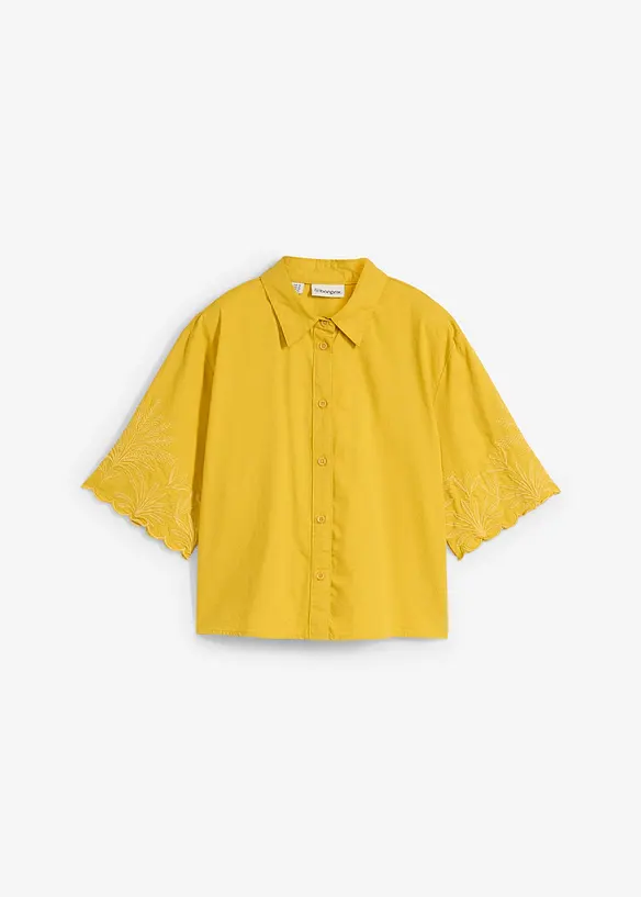 Cropped overhemdblouse met zijde, bonprix