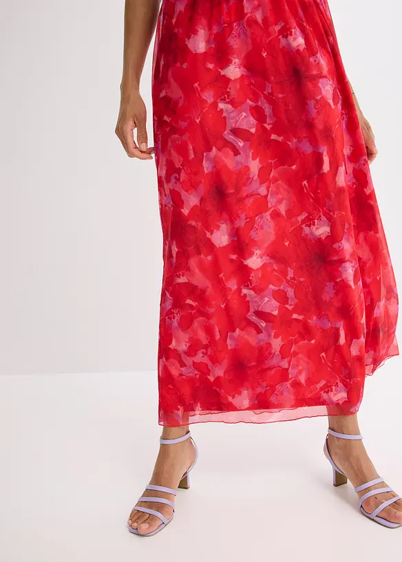 Gedessineerde maxi jurk van zacht mesh, bonprix