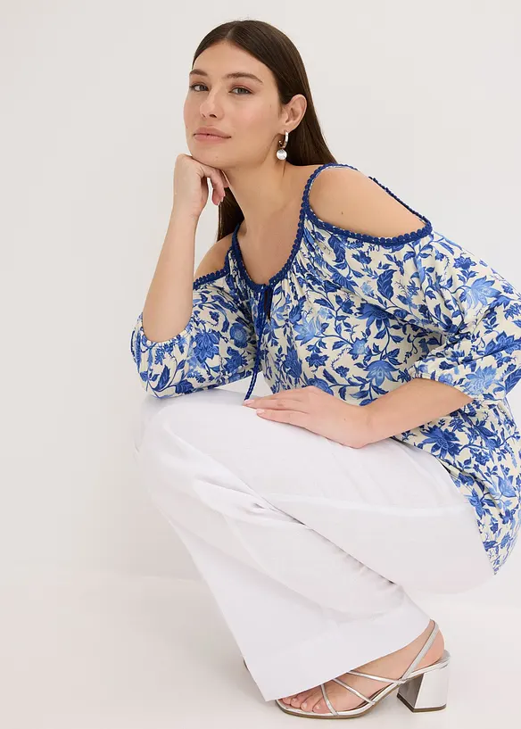 Shirt met kant van een zachte viscosemix, bonprix