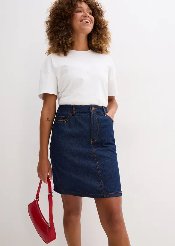 Spijkerrok mid waist, low stretch, bonprix