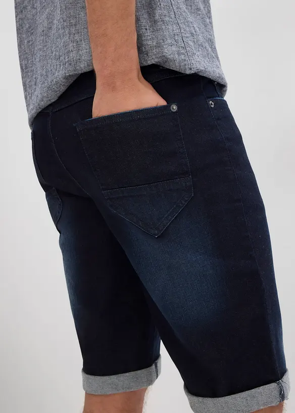 Stretch jeans bermuda met omgeslagen zoom, regular fit, bonprix