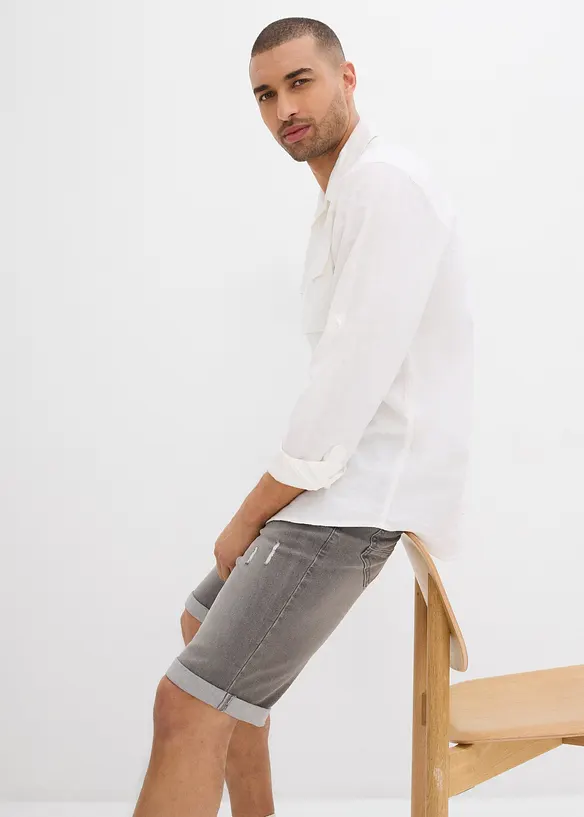 Stretch jeans bermuda met omgeslagen zoom, regular fit, bonprix