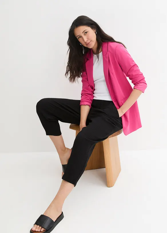Wijde jersey broek van crêpe, cropped, bonprix