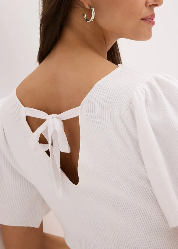 Geribd shirt met korte vleermuismouwen, bonprix