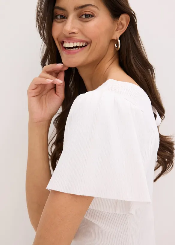 Geribd shirt met korte vleermuismouwen, bonprix