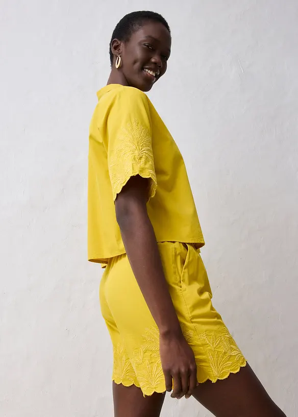Cropped overhemdblouse met zijde, bonprix