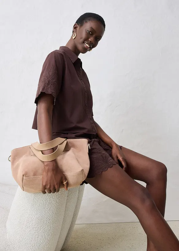 Cropped overhemdblouse met zijde, bonprix