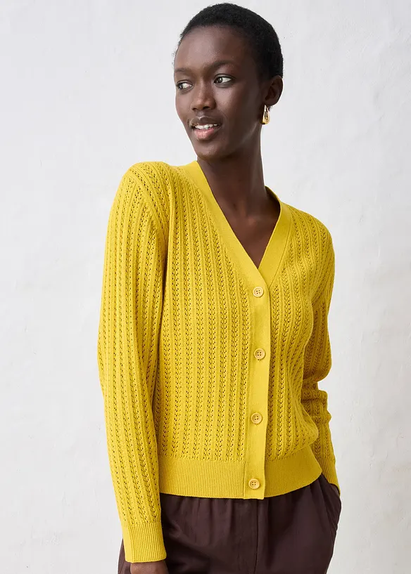 Ajour-vest met linnen, bonprix