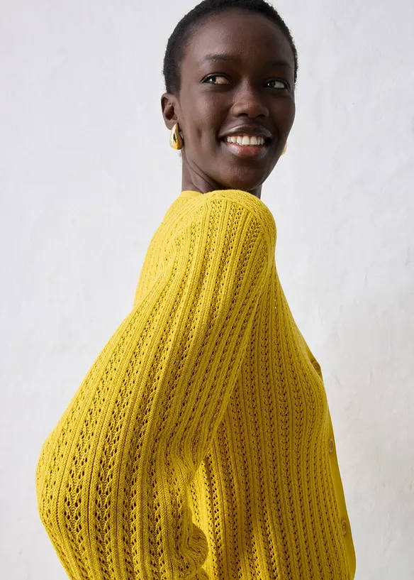 Ajour-vest met linnen, bonprix