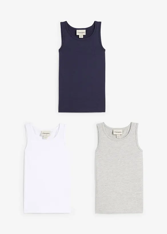 Tanktop met katoen (set van 3), bonprix