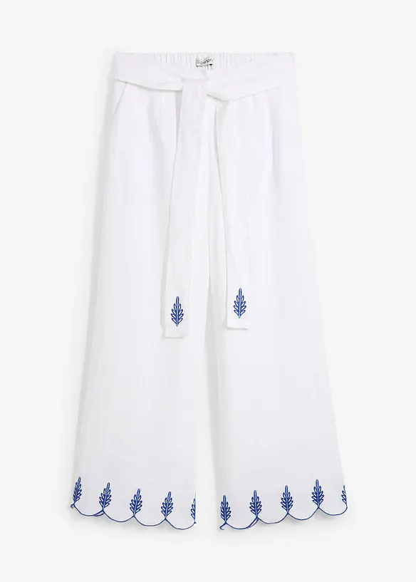 Linnen culotte met riem (2-dlg. set), bonprix